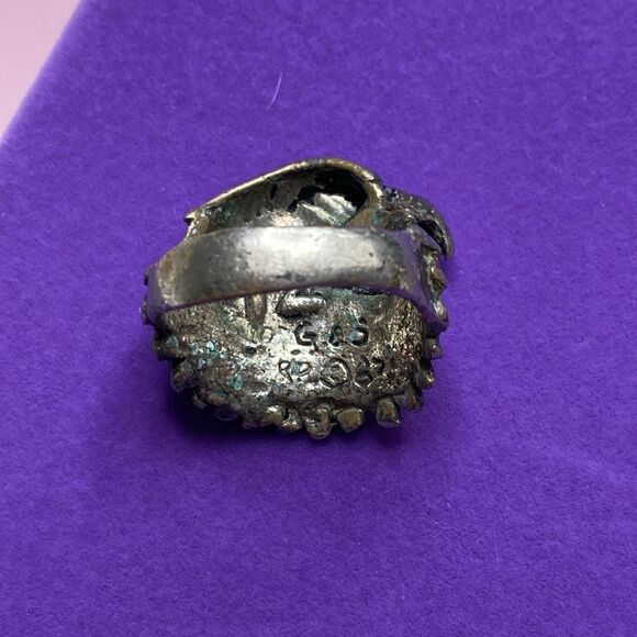 💛 Vintage Silver Plated G&S Screaming Eagle Biker Ring - Picture 4 of 6
